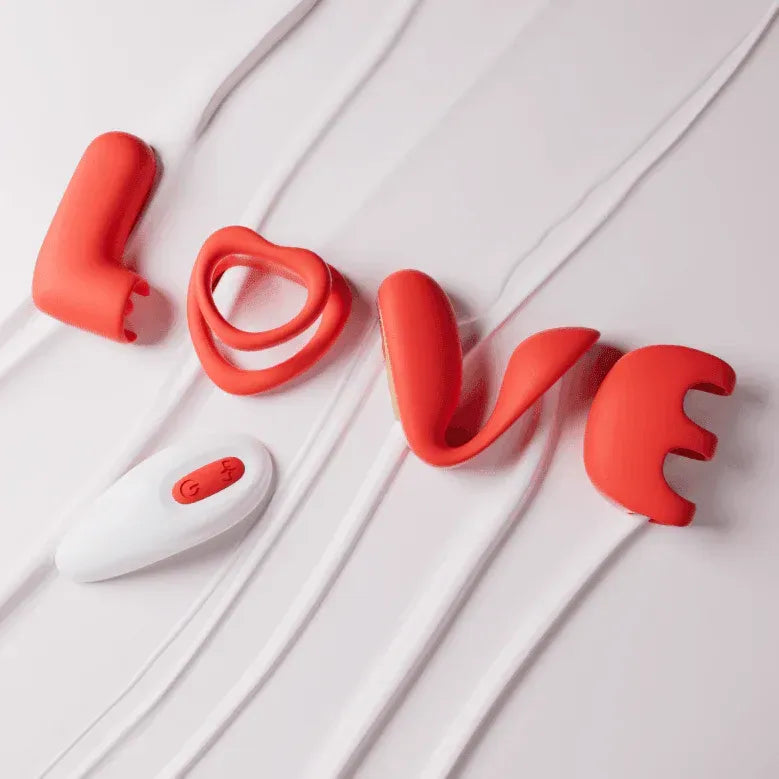 LOVE Remote Couple Kit red silicone pieces with white remote controller