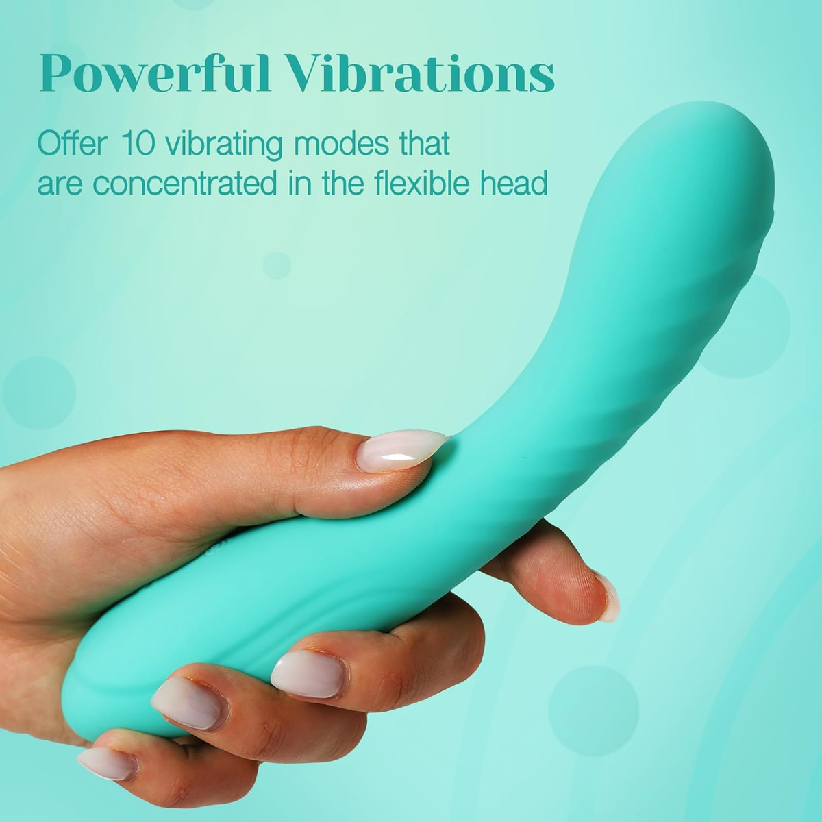 Teal G spot dildo vibrator with flexible head and 10 vibration modes