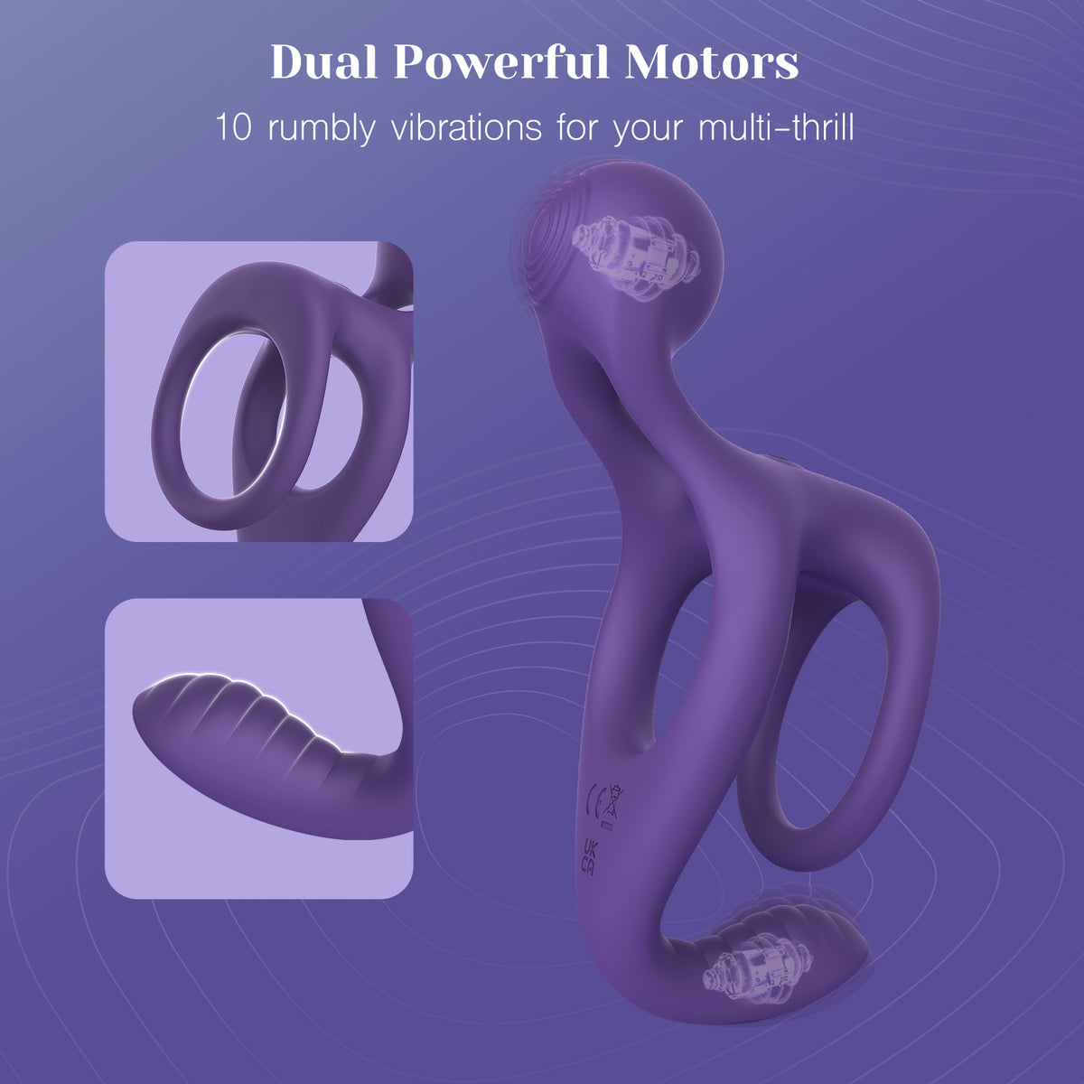 Purple couple ring vibrator with dual motors and 10 vibration modes