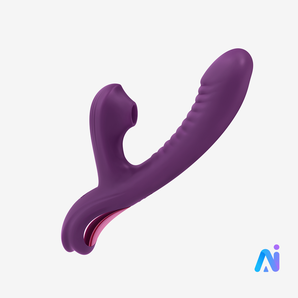 Purple 3-in-1 rabbit vibrator with soft silicone and curved G-spot design