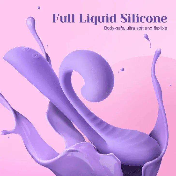 Lilac rabbit vibrator made of full liquid silicone, dual G-spot and clitoral stimulation