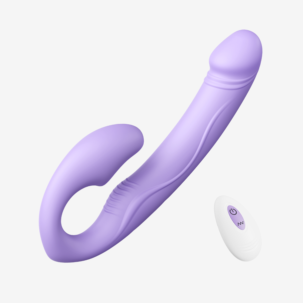 Purple silicone G-spot clitoral vibrator with remote control, dual stimulation design