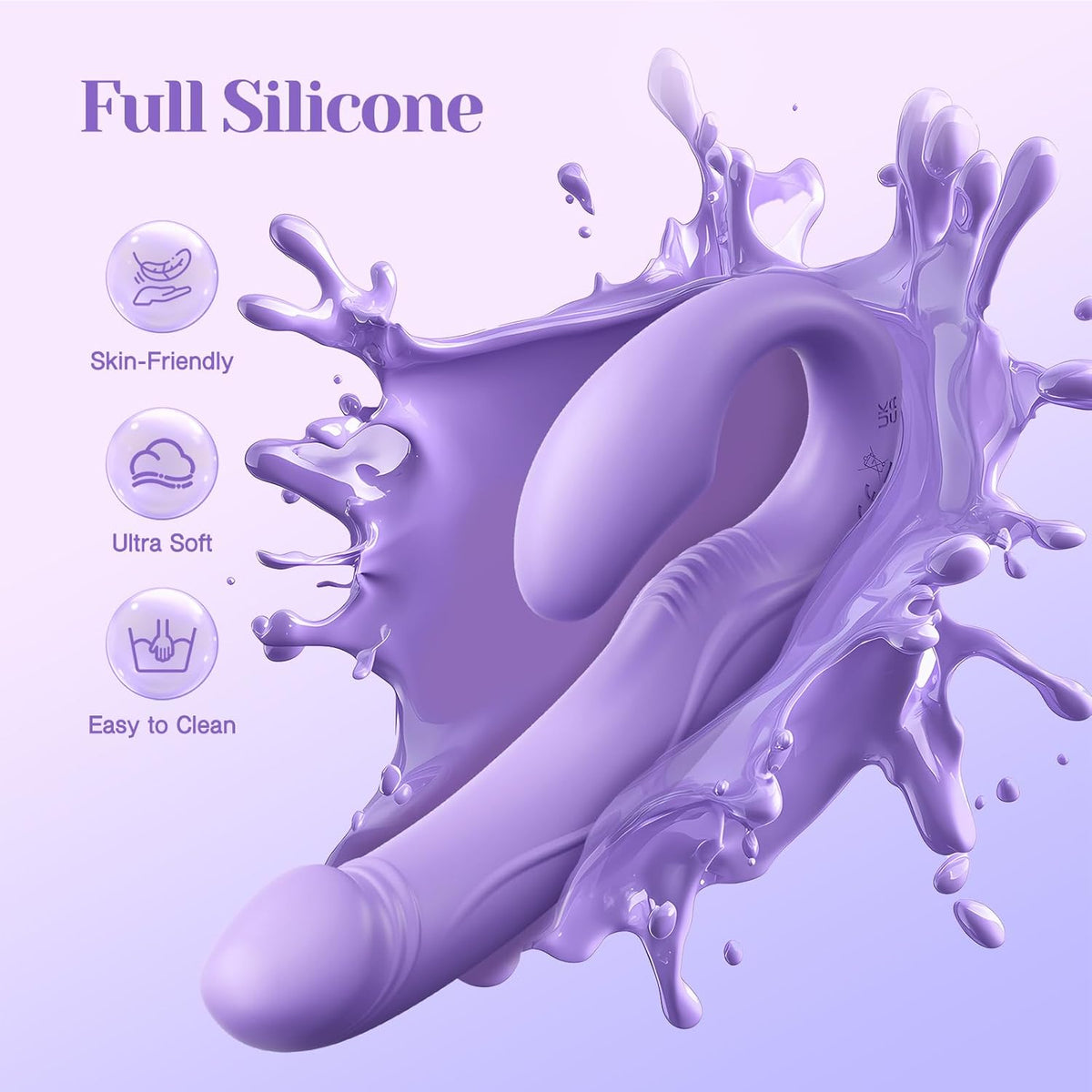 Purple full silicone G-spot clitoral vibrator, skin-friendly, ultra soft, easy to clean