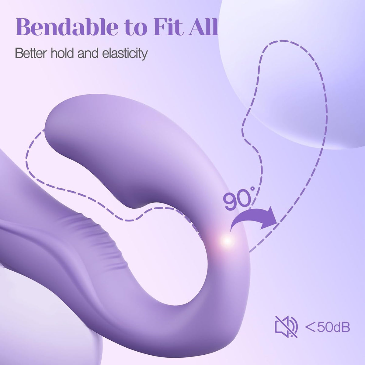 Purple bendable G-spot clitoral vibrator with 90° flexibility and silent under 50dB
