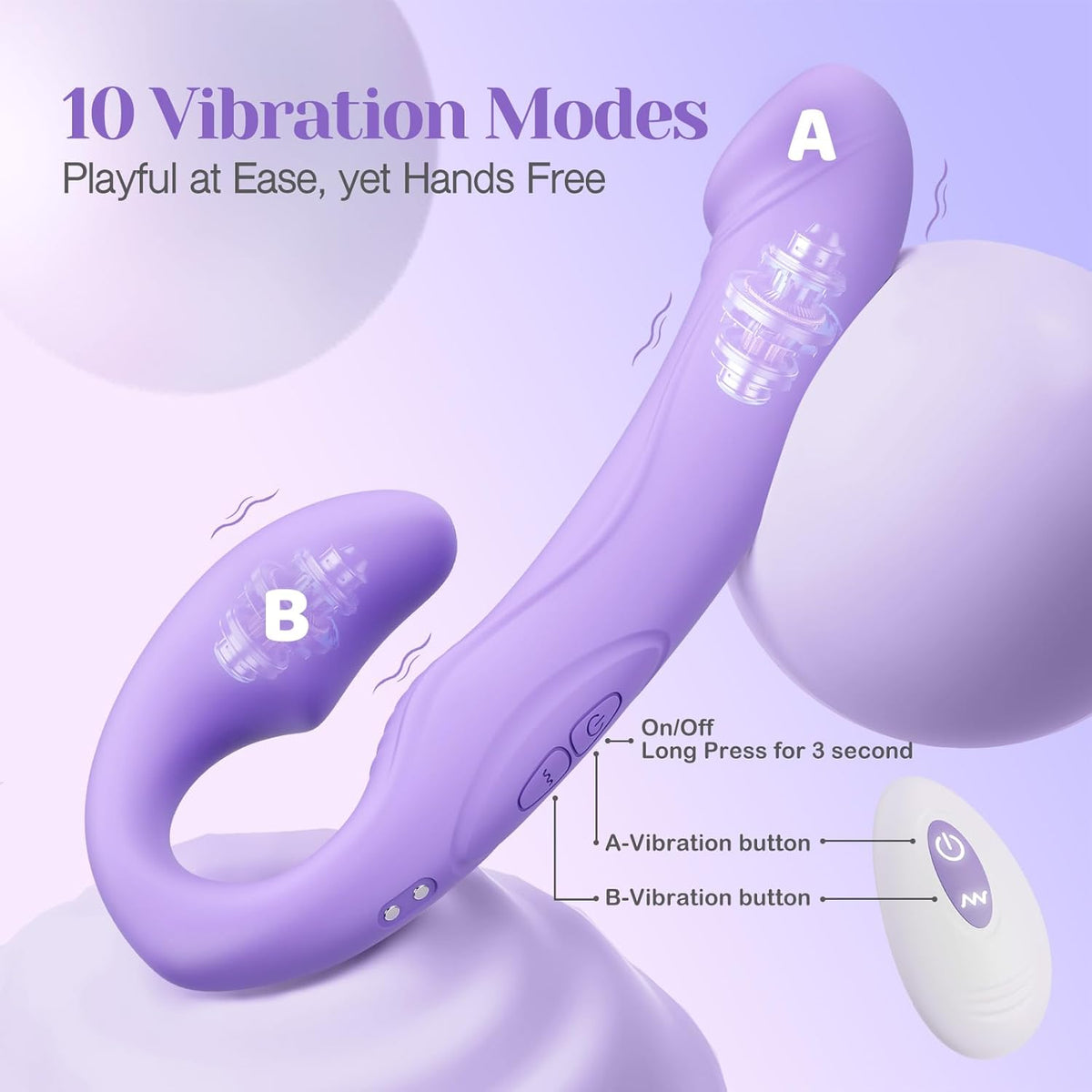 Purple Cushify G Spot clitoral vibrator with dual vibration buttons and 10 modes