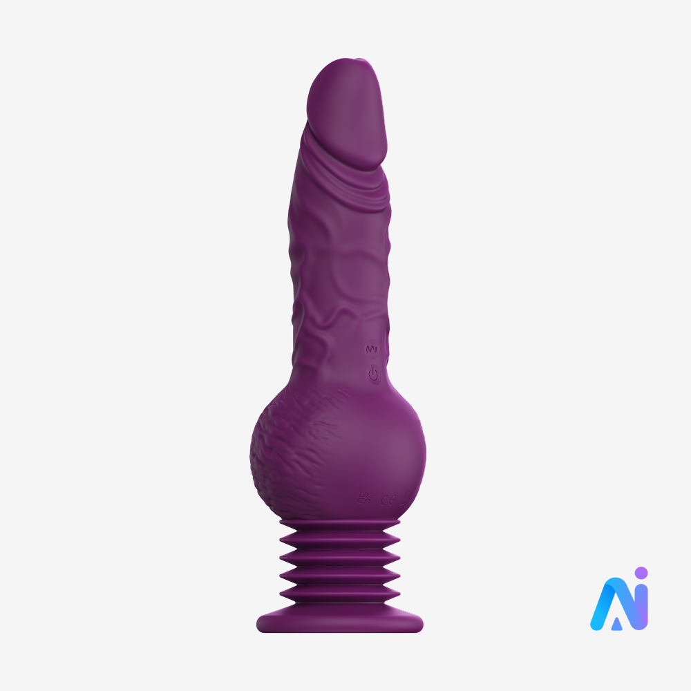 Purple ribbed silicone vibrator with bulb base for clitoral and G-spot stimulation