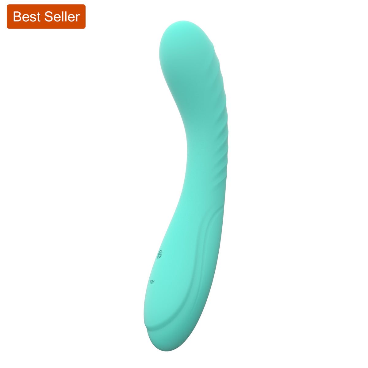 Teal G Spot dildo vibrator with curved silicone body