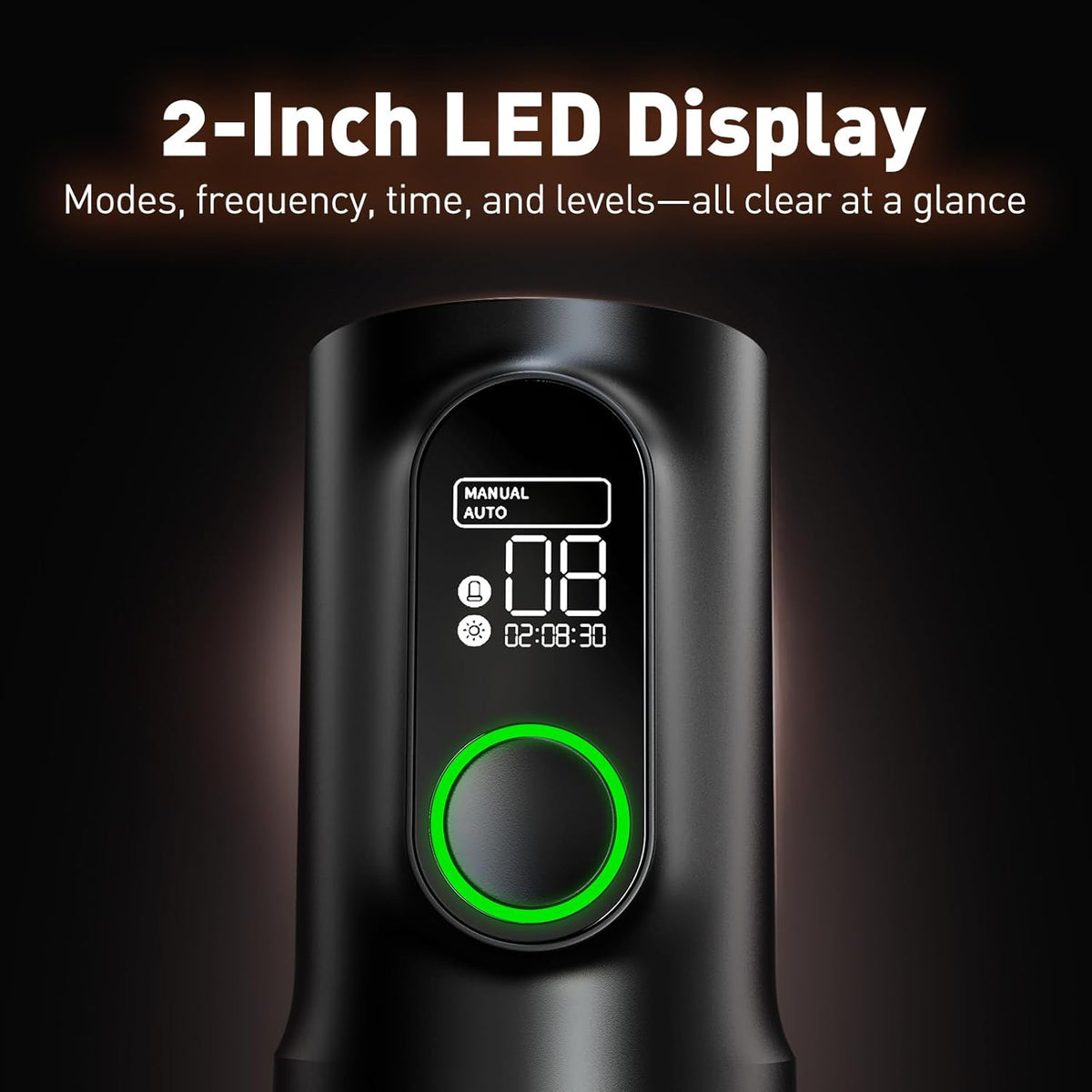 TriggerX black masturbator with 2-inch LED display and green control ring