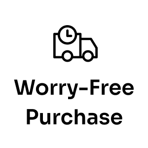 Worry-Free Purchase protection icon with delivery truck and clock