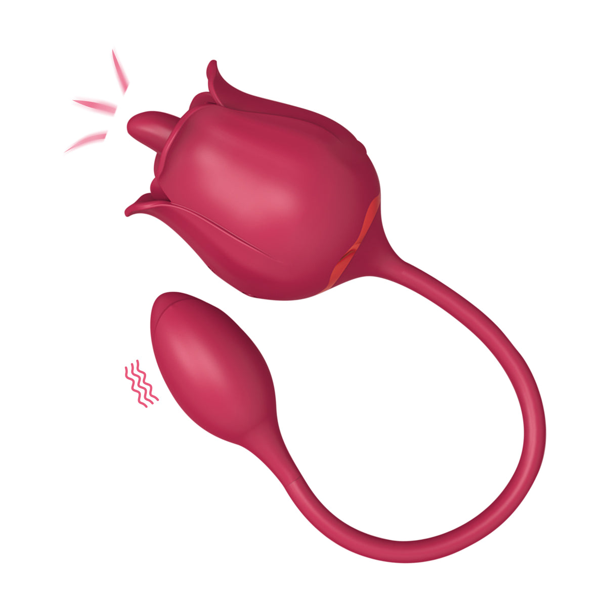 Rose clit licking vibrator with medical-grade silicone, pink 2-in-1 couple toy