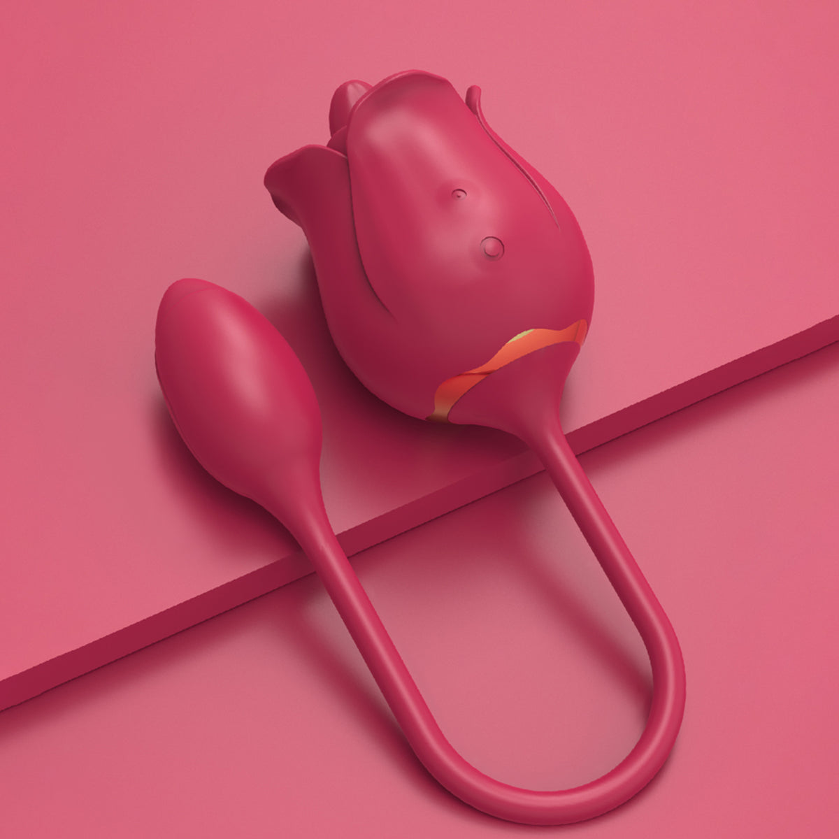 Pink rose clit licking vibrator with dual ends, medical-grade silicone, USB magnetic charging