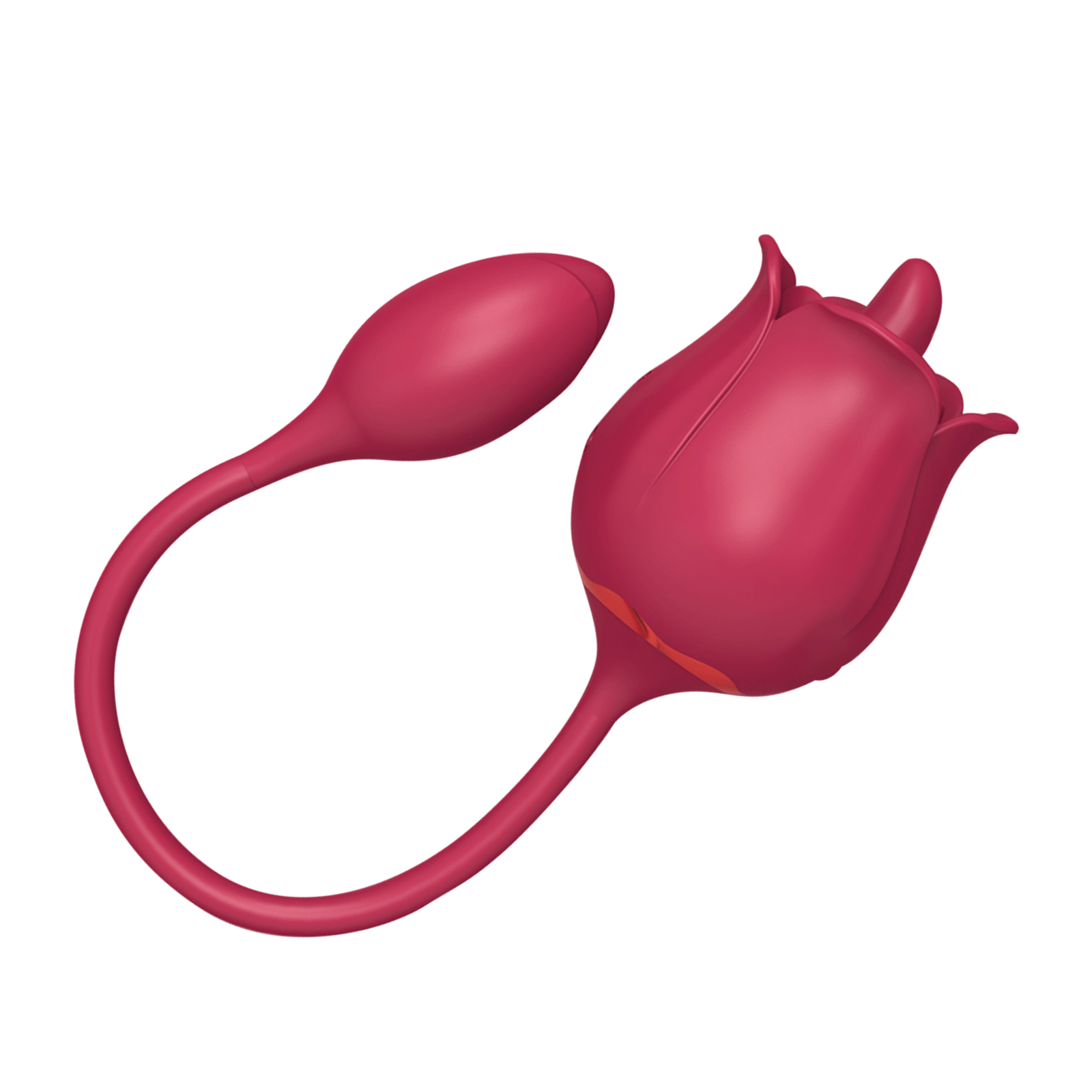 Rose-shaped pink silicone clit licking vibrator with magnetic charging and loop handle