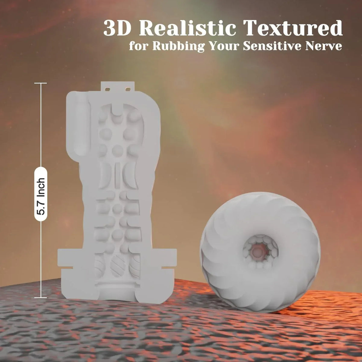 Steelcan automatic male masturbator with 3D realistic textured white silicone sleeve, 5.7-inch