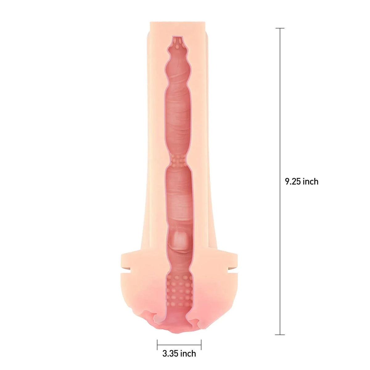 Pink detachable realistic TPE stroker sleeve, 9.25 inch long, 3.35 inch wide
