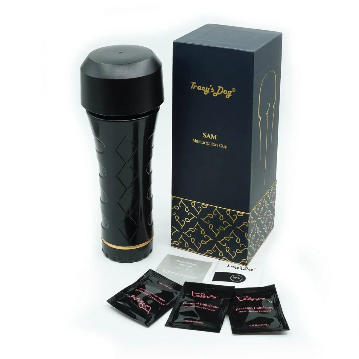 Black Tracy's Dog SAM masturbator cup with box and lubricant sachets